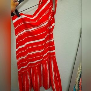 Saint Laurent 1970's vinage red and white striped summer dress